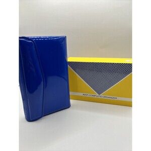 Retro VTG NOS 1986 Avon Cobalt Blue Patent Leather Complete Organizer